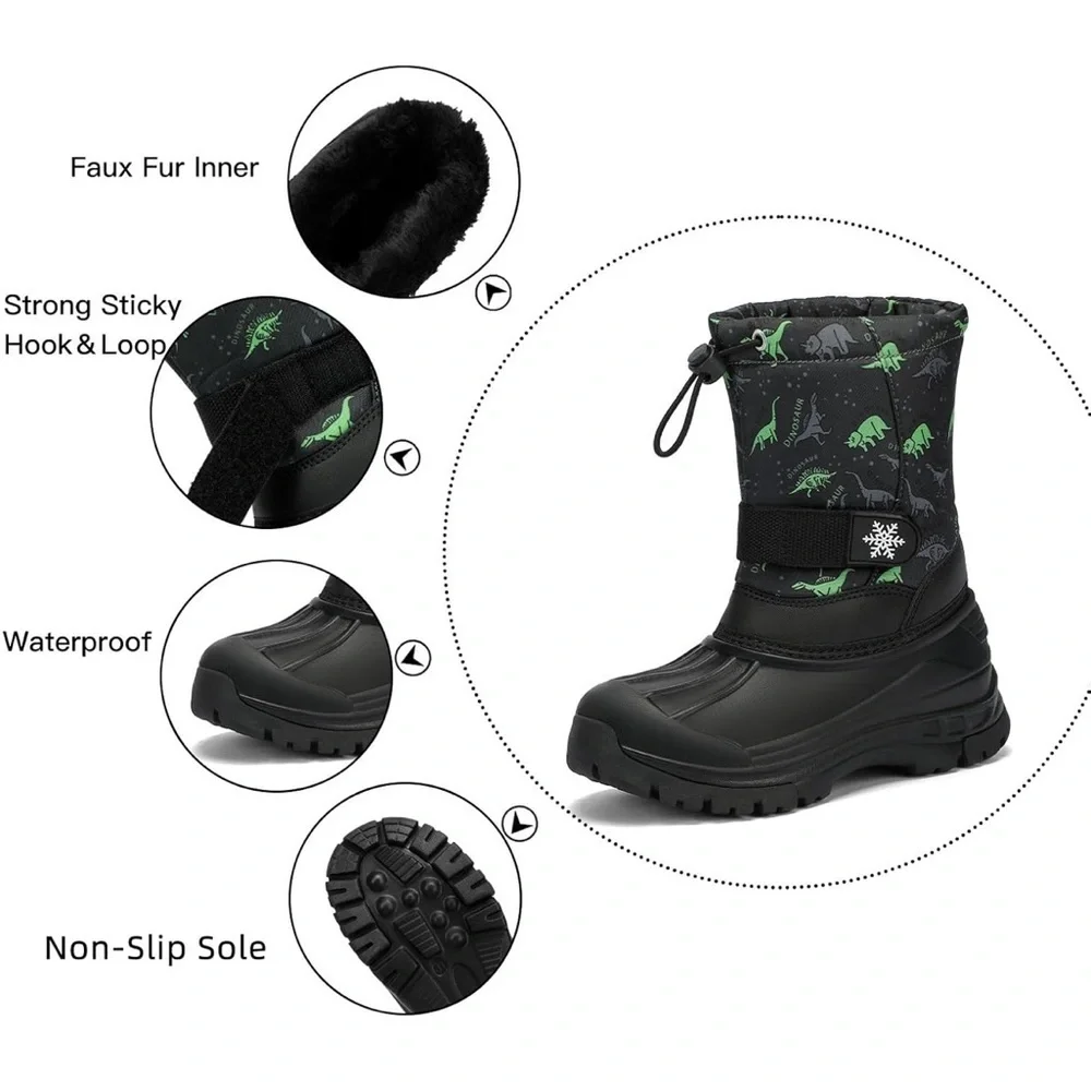 koppu Boys Girls Snow Boots Waterproof  Slip Resistant Cold Weather 38 / 548